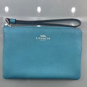 Coach Teal Leather Wristlet